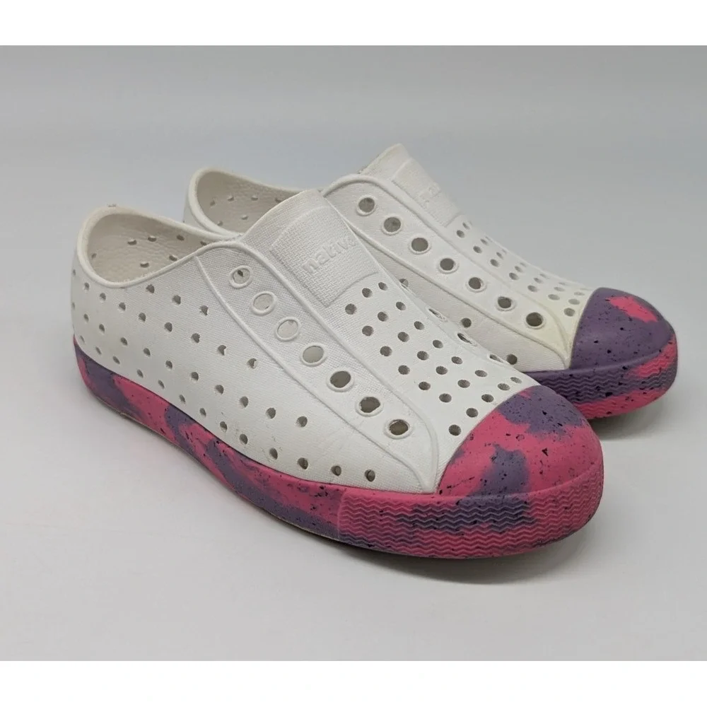Native Jefferson Marbled Waterproof Sneaker Shoe Unisex Kids Sz C12 Beach Pink